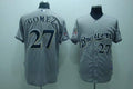 Custom Fan-Made Carlos Gomez Milwaukee Brewers #27 Grey Baseball Jersey