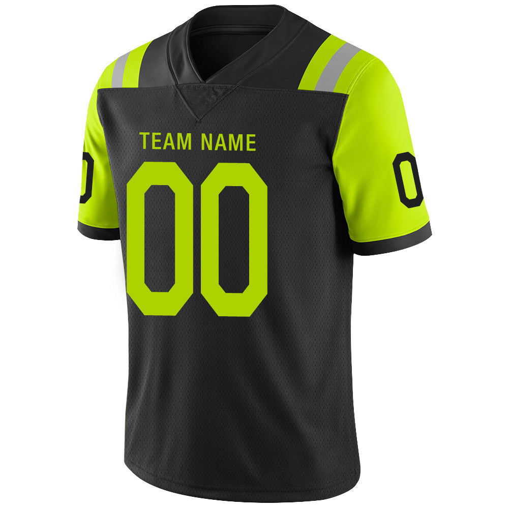 Custom black football jersey detail | GameDay Jerseys