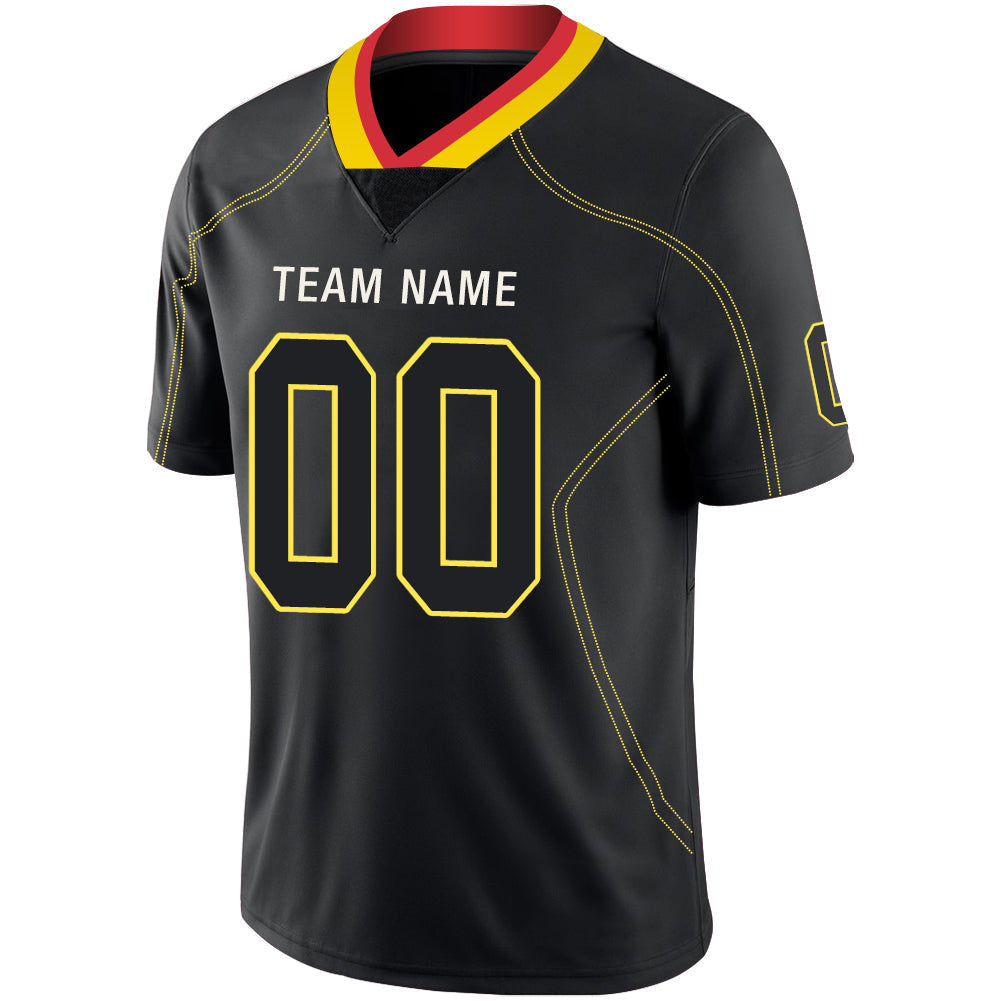 Custom black football jersey detail | GameDay Jerseys