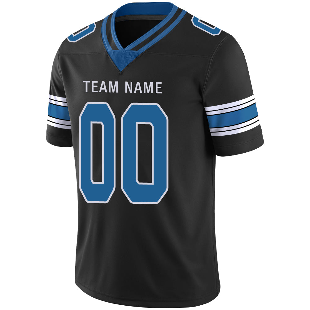 Custom black football jersey detail | GameDay Jerseys