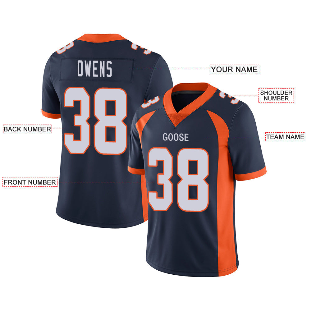 Custom navy football jersey front view | GameDay Jerseys