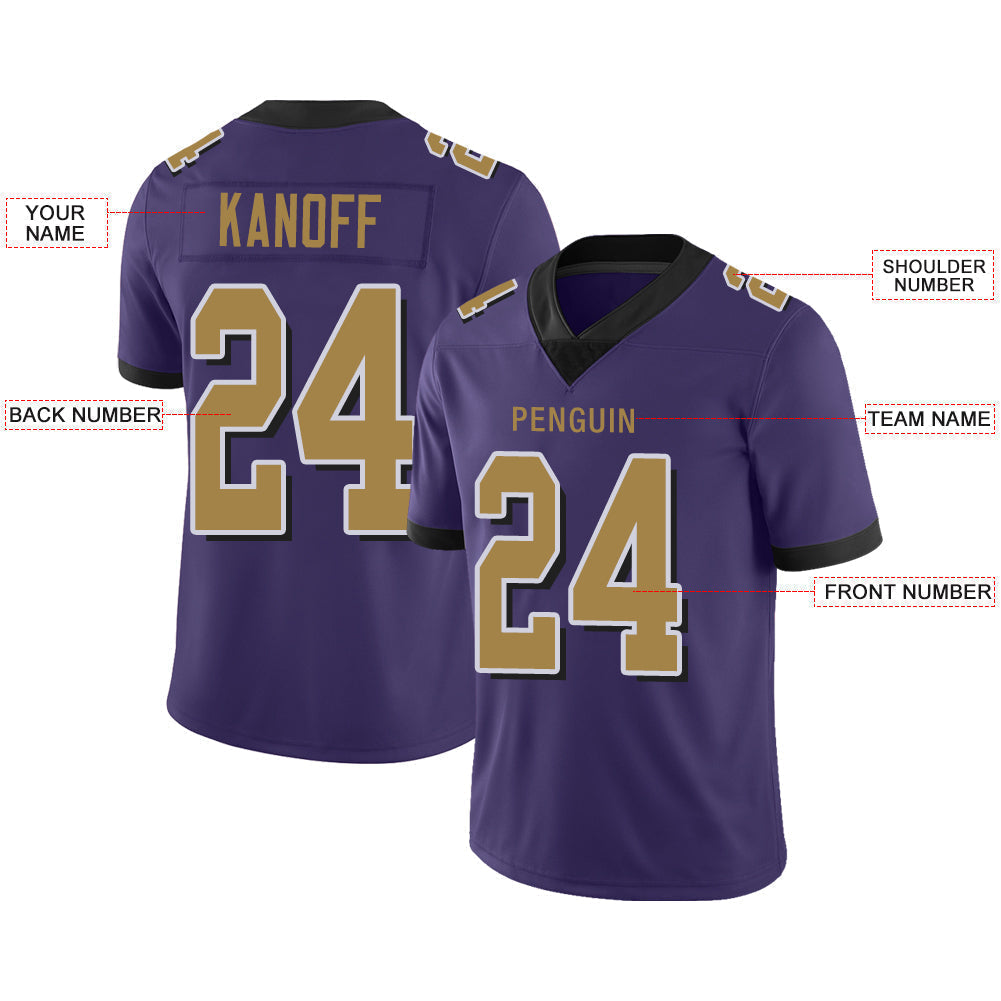 Custom purple football jersey front view | GameDay Jerseys