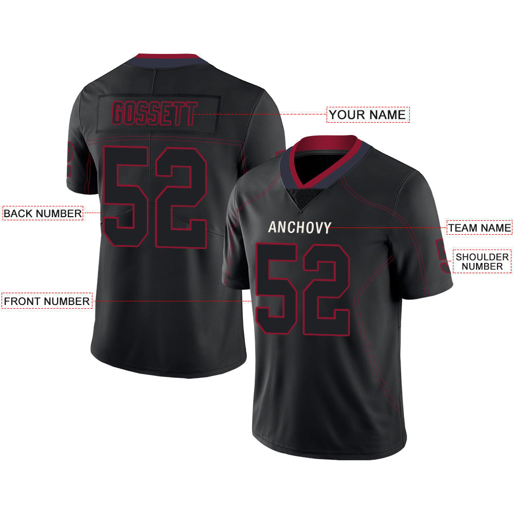 Custom black football jersey front view | GameDay Jerseys