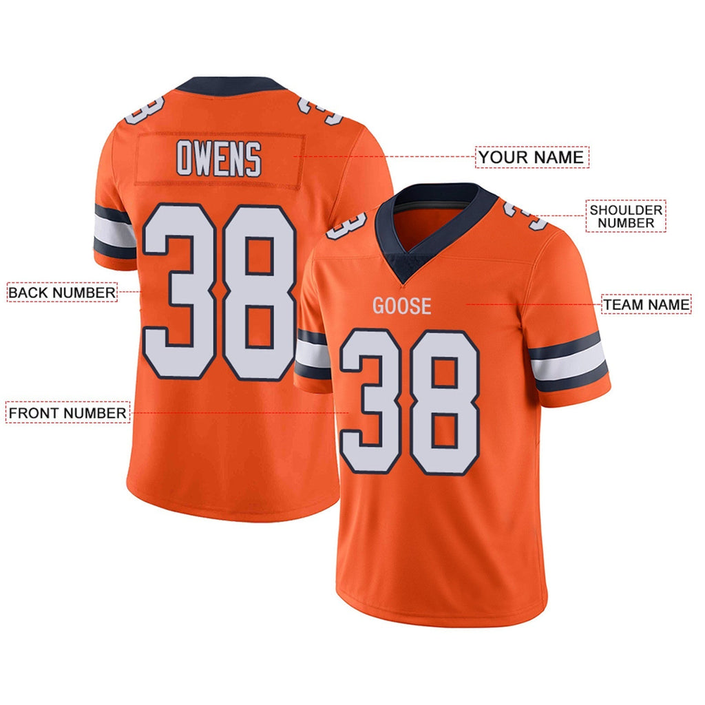 Custom orange football jersey styled | GameDay Jerseys