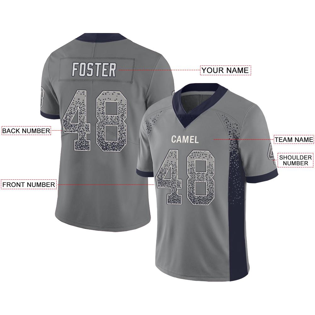 Custom grey football jersey front view | GameDay Jerseys