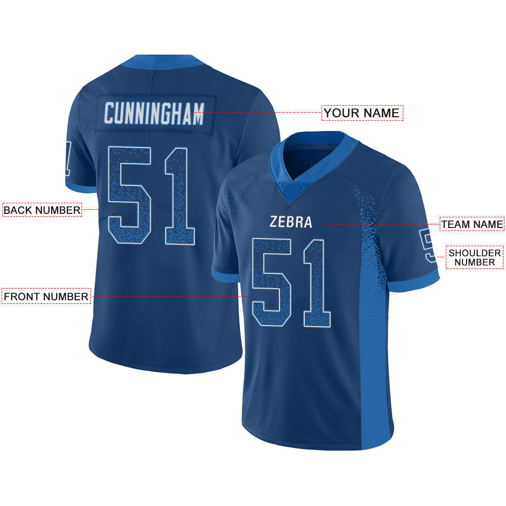 Custom blue football jersey front view | GameDay Jerseys