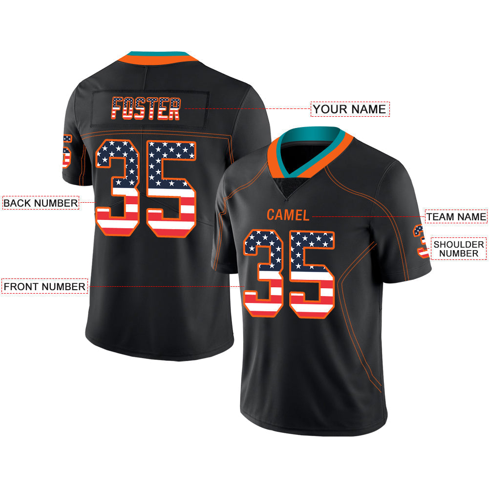 Custom black football jersey front view | GameDay Jerseys