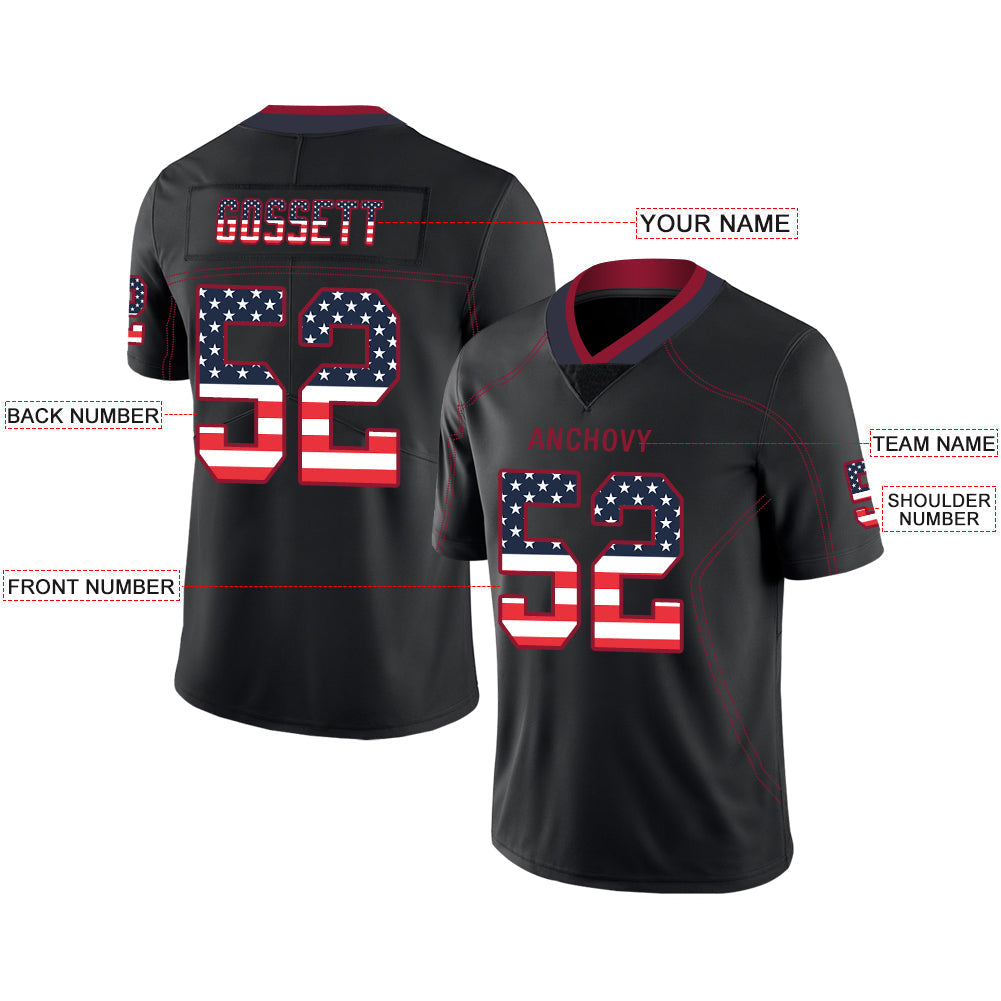 Custom black football jersey front view | GameDay Jerseys