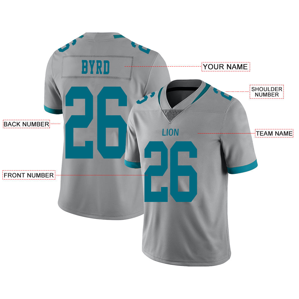 Custom grey football jersey front view | GameDay Jerseys