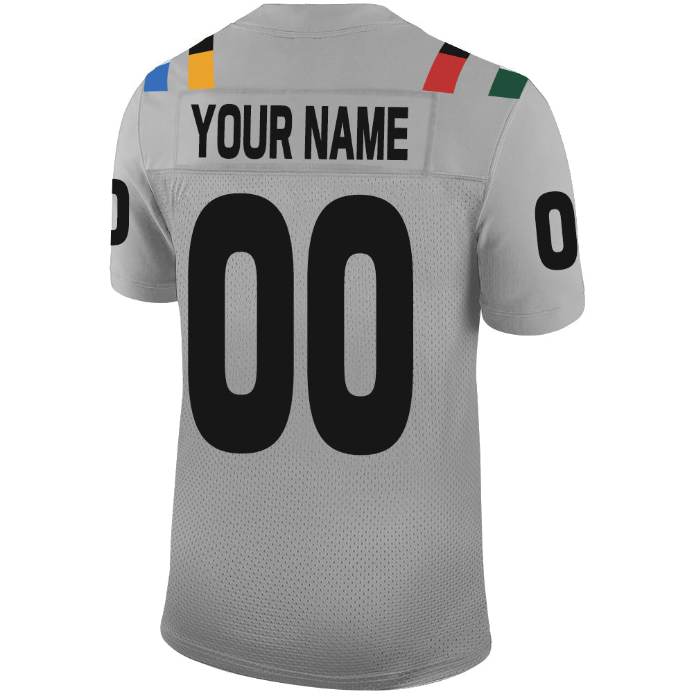Custom grey football jersey back view | GameDay Jerseys