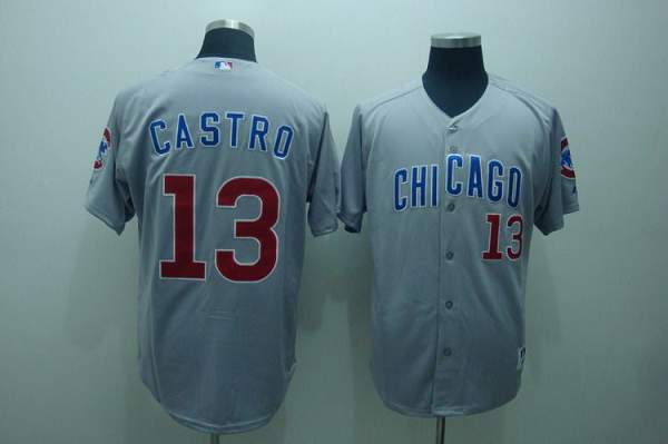 Custom Fan-Made Starlin Castro Chicago Cubs #13 Grey Baseball Jersey