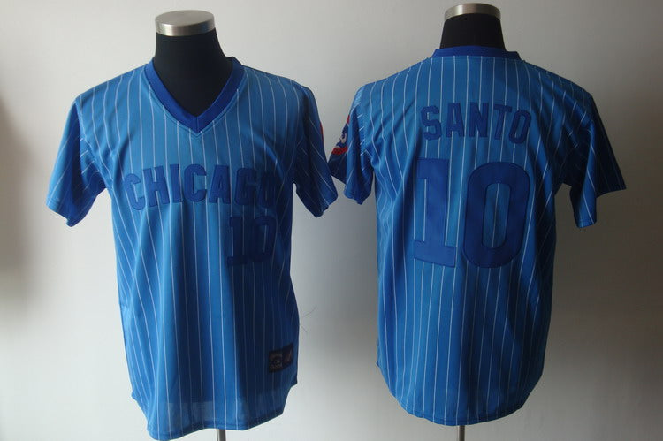 Custom Fan-Made Ron Santo Blue Cooperstown Chicago Cubs #10 Blue Throwback Baseball Jersey