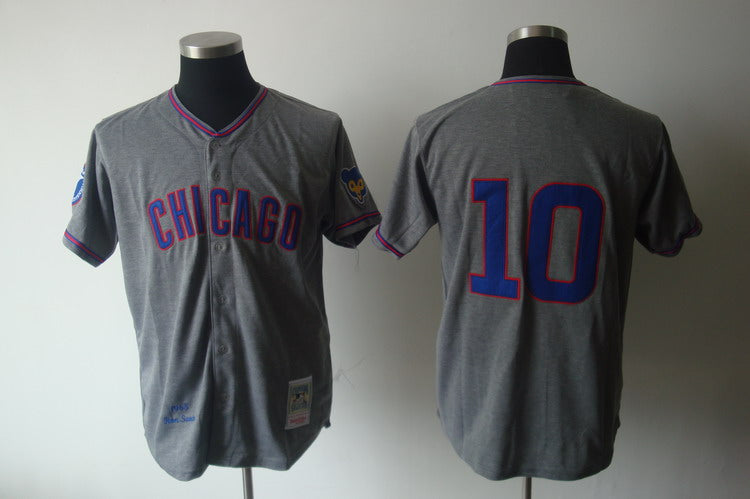 Custom Fan-Made Ron Santo Chicago Cubs #10 Grey 1968 Throwback Baseball Jersey