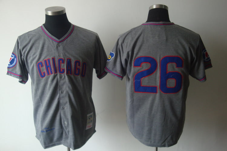 Custom Fan-Made Billy Williams Chicago Cubs #26 Grey 1968 Throwback Baseball Jersey