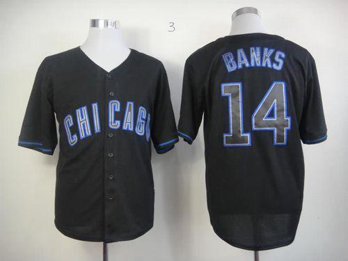 Custom Fan-Made Ernie Banks Chicago Cubs #14 Black Baseball Jersey