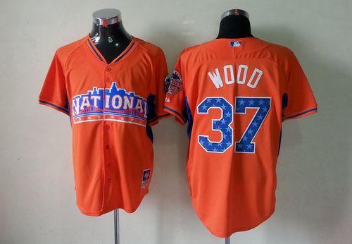 Custom Fan-Made Travis Wood Chicago Cubs #37 Orange 2013 All-Star Edition Baseball Jersey