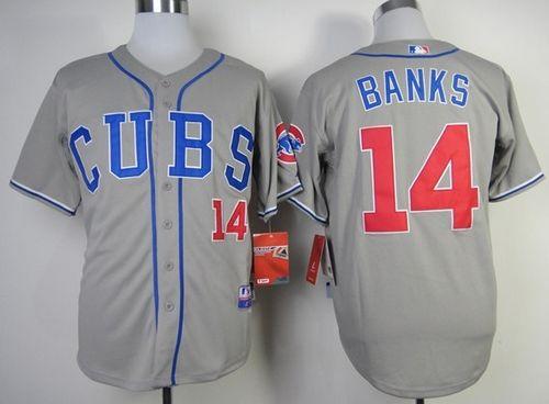 Custom Fan-Made Ernie Banks Chicago Cubs #14 Grey Baseball Jersey