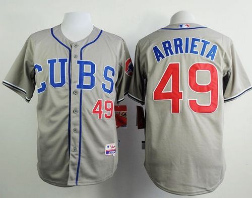 Custom Fan-Made Jake Arrieta Chicago Cubs #49 Grey Baseball Jersey