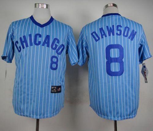 Custom Fan-Made Andre Dawson Cooperstown Chicago Cubs #8 Blue Throwback Baseball Jersey