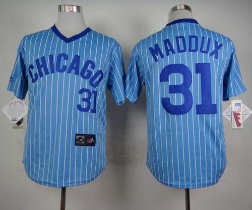 Custom Fan-Made Greg Maddux Cooperstown Chicago Cubs #31 Blue Throwback Baseball Jersey