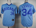 Custom Fan-Made Jon Lester Cooperstown Chicago Cubs #34 Blue Throwback Baseball Jersey