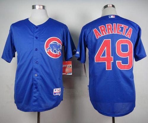 Custom Fan-Made Jake Arrieta Chicago Cubs #49 Blue Baseball Jersey