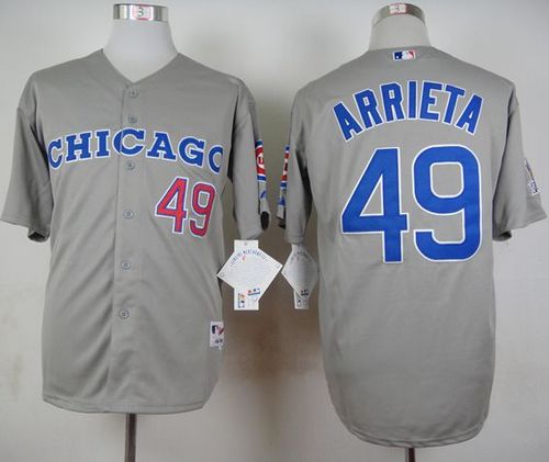 Custom Fan-Made Jake Arrieta Chicago Cubs #49 Grey 1990 Throwback Turn Back Clock Edition Baseball Jersey