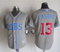 Custom Fan-Made Starlin Castro Chicago Cubs #13 Grey Baseball Jersey