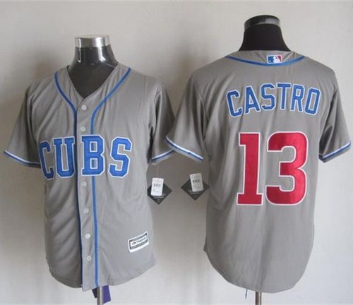 Custom Fan-Made Starlin Castro Chicago Cubs #13 Grey Baseball Jersey
