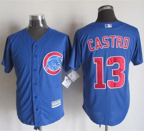 Custom Fan-Made Starlin Castro Chicago Cubs #13 Blue Baseball Jersey