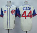 Custom Fan-Made Anthony Rizzo Cream/Blue Chicago Cubs #44 1942 Throwback Turn Back Clock Edition Baseball Jersey