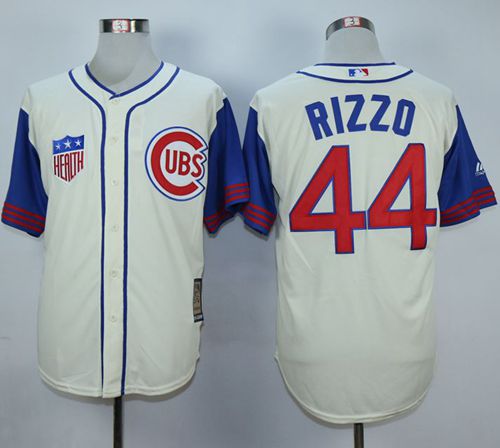 Custom Fan-Made Anthony Rizzo Cream/Blue Chicago Cubs #44 1942 Throwback Turn Back Clock Edition Baseball Jersey