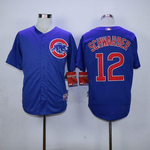Custom Fan-Made Kyle Schwarber Chicago Cubs #12 Blue Baseball Jersey