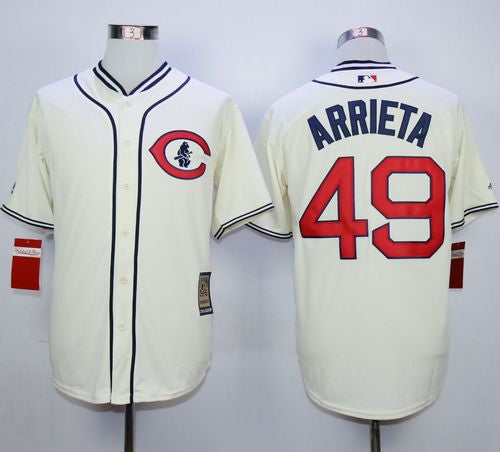 Custom Fan-Made Jake Arrieta Chicago Cubs #49 1929 Throwback Turn Back Clock Edition Baseball Jersey