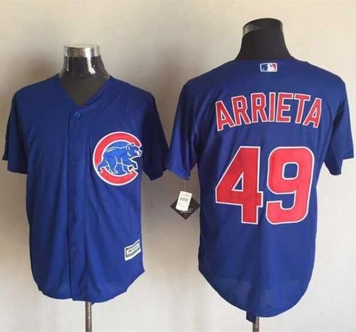 Custom Fan-Made Jake Arrieta Chicago Cubs #49 Blue Baseball Jersey