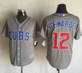 Custom Fan-Made Kyle Schwarber Chicago Cubs #12 Grey Baseball Jersey