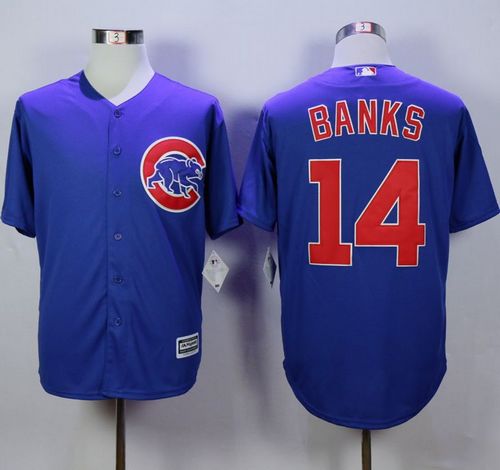 Custom Fan-Made Ernie Banks Chicago Cubs #14 Blue Baseball Jersey