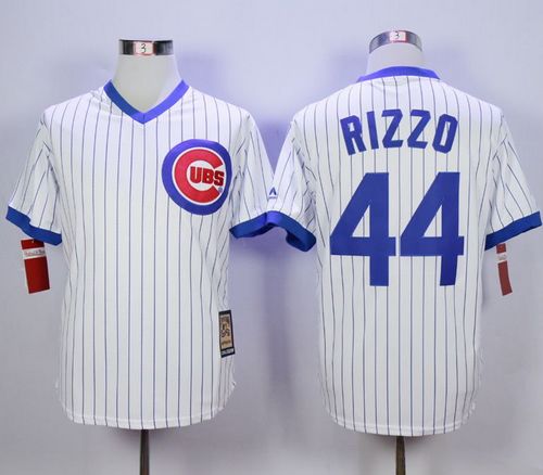 Custom Fan-Made Anthony Rizzo Cooperstown Chicago Cubs #44 White Baseball Jersey