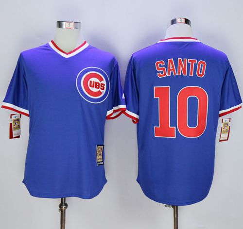 Custom Fan-Made Ron Santo Cooperstown Chicago Cubs #10 Blue Baseball Jersey