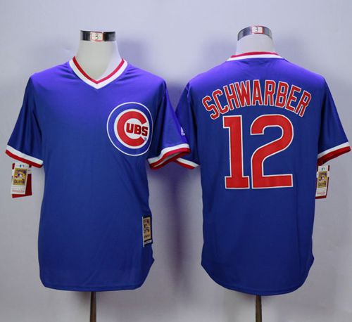 Custom Fan-Made Kyle Schwarber Cooperstown Chicago Cubs #12 Blue Baseball Jersey