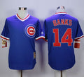 Custom Fan-Made Ernie Banks Cooperstown Chicago Cubs #14 Blue Baseball Jersey
