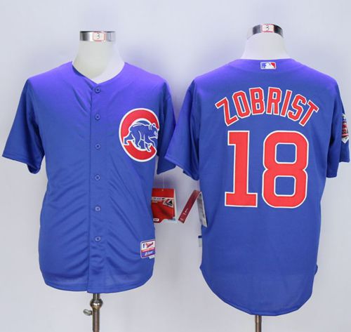 Custom Fan-Made Ben Zobrist Chicago Cubs #18 Blue Baseball Jersey