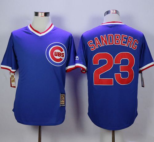 Custom Fan-Made Ryne Sandberg Cooperstown Chicago Cubs #23 Blue Baseball Jersey