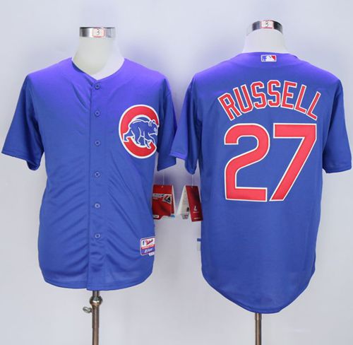 Custom Fan-Made Addison Russell Chicago Cubs #27 Blue Baseball Jersey