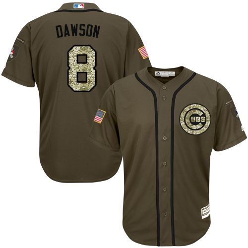 Custom Fan-Made Andre Dawson Chicago Cubs #8 Green Service Edition Baseball Jersey