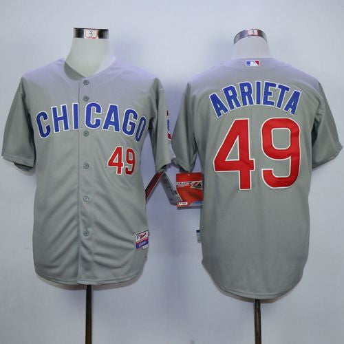 Custom Fan-Made Jake Arrieta Chicago Cubs #49 Grey Baseball Jersey