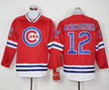 Custom Fan-Made Kyle Schwarber Long Chicago Cubs #12 Red Baseball Jersey