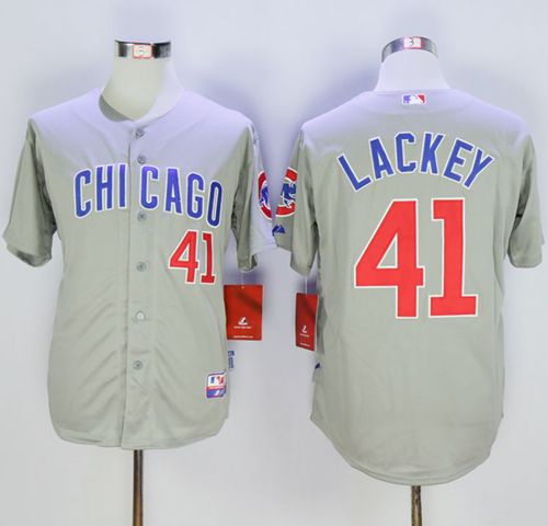 Custom Fan-Made John Lackey Chicago Cubs #41 Grey Baseball Jersey