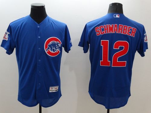 Custom Fan-Made Kyle Schwarber Chicago Cubs #12 Blue Baseball Jersey