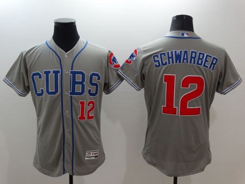 Custom Fan-Made Kyle Schwarber Chicago Cubs #12 Grey Baseball Jersey
